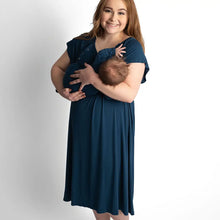 Load image into Gallery viewer, Mama Labor Delivery Maternity & Nursing Gown - Navy