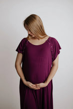 Load image into Gallery viewer, Mama Labor Delivery Maternity &amp; Nursing Gown - Plum Purple