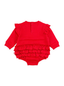 Baby Bubble Sweatshirt Romper - Red