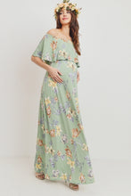Load image into Gallery viewer, Ruffle Off The Shoulder Maxi Maternity Dress