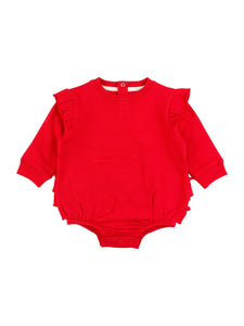 Baby Bubble Sweatshirt Romper - Red