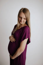 Load image into Gallery viewer, Mama Labor Delivery Maternity &amp; Nursing Gown - Plum Purple