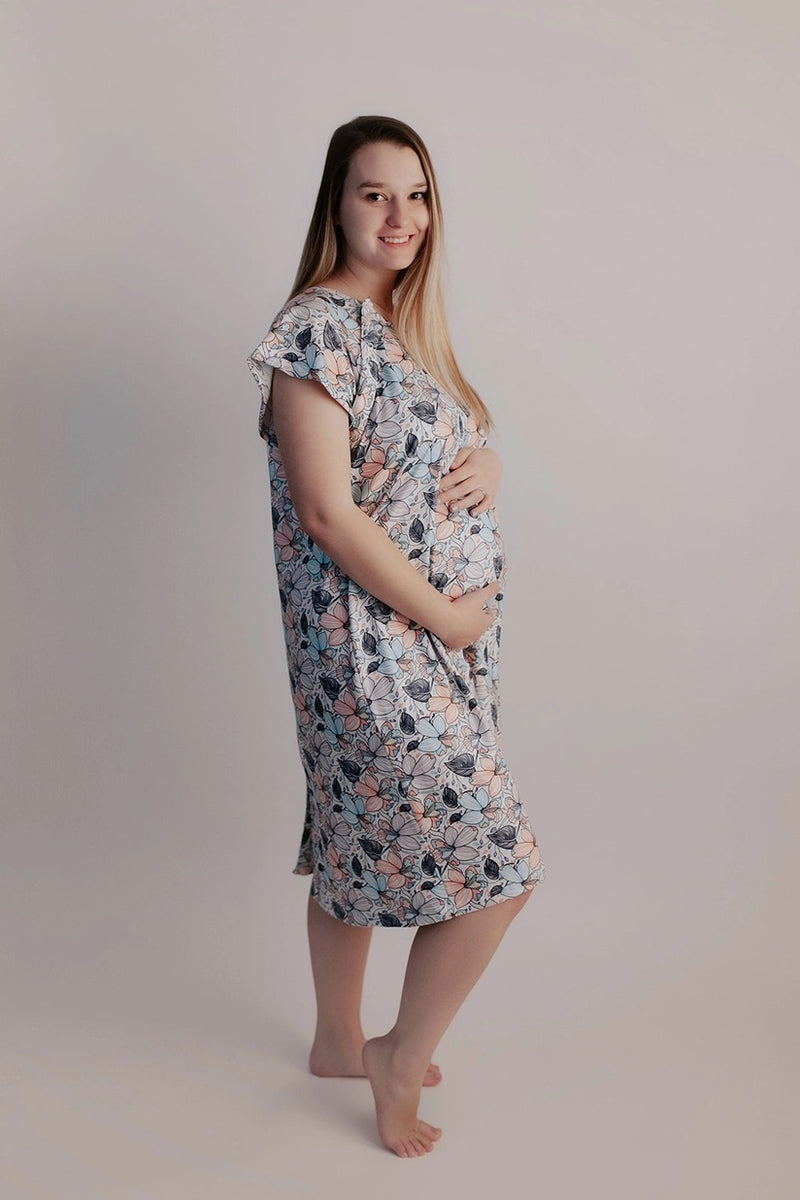 Mama Labor Delivery Maternity & Nursing Gown - Flower Bloom – Pickles ...