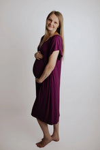 Load image into Gallery viewer, Mama Labor Delivery Maternity &amp; Nursing Gown - Plum Purple