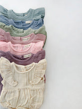 Load image into Gallery viewer, Milana Muslim Bubble Romper + Bow - Cream &amp; Pink