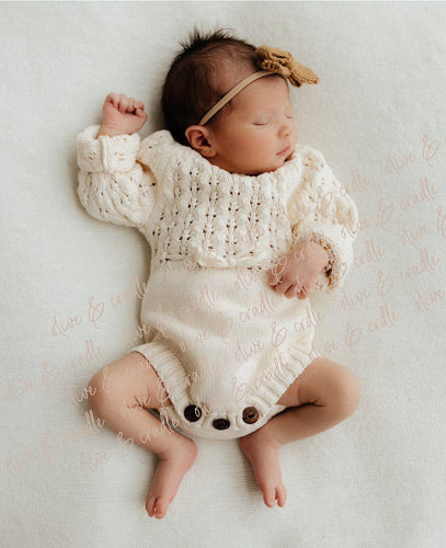 Zoya Baby Sweater Romper - Cream & Plum