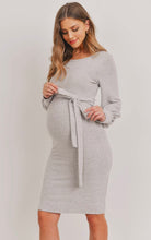 Load image into Gallery viewer, Like Cashmere Maternity Sweater Dress - Heather Grey