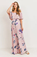 Load image into Gallery viewer, Floral Off Shoulder Maxi Maternity Dress