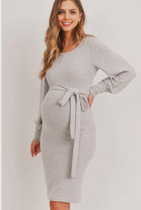 Like Cashmere Maternity Sweater Dress - Heather Grey