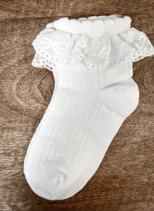 Bow Trim Frill Socks