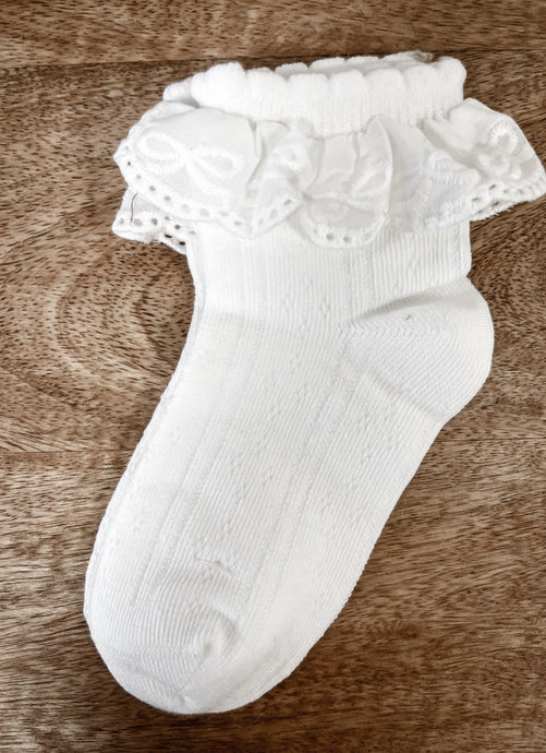 Bow Trim Frill Socks