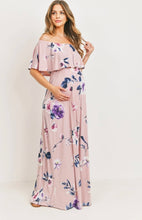 Load image into Gallery viewer, Floral Off Shoulder Maxi Maternity Dress