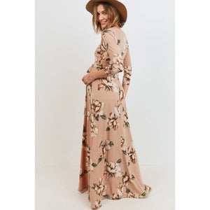 Lexi 3/4 Sleeve Maternity & Nursing Dress - Neutral/Blush