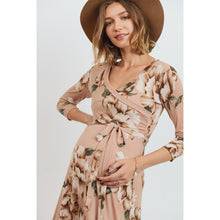 Load image into Gallery viewer, Lexi 3/4 Sleeve Maternity &amp; Nursing Dress - Neutral/Blush