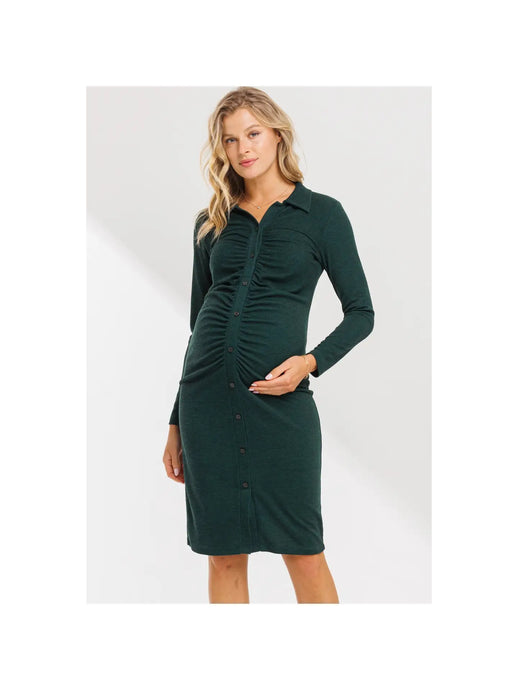 Ruched Button Down Maternity & Nursing Dress