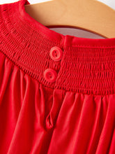 Load image into Gallery viewer, Embroidered Bow Smocked Red Dress