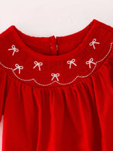 Load image into Gallery viewer, Embroidered Red Baby Bow Romper