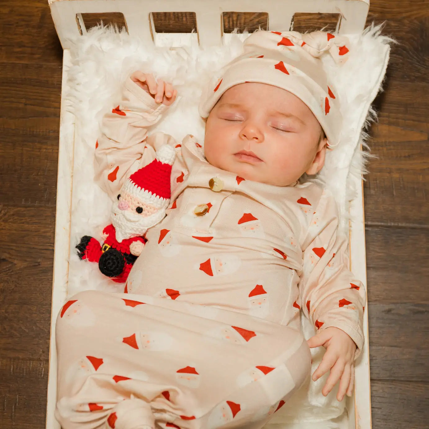 Baby Knotted Gown & Hat - Santa