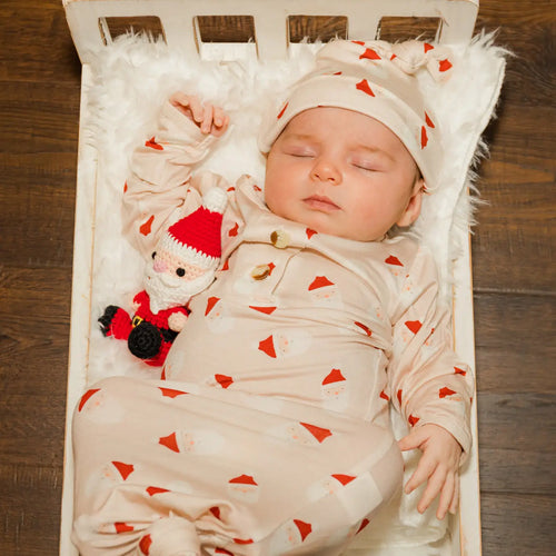 Baby Knotted Gown & Hat - Santa