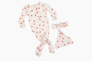 Baby Knotted Gown & Hat - Santa
