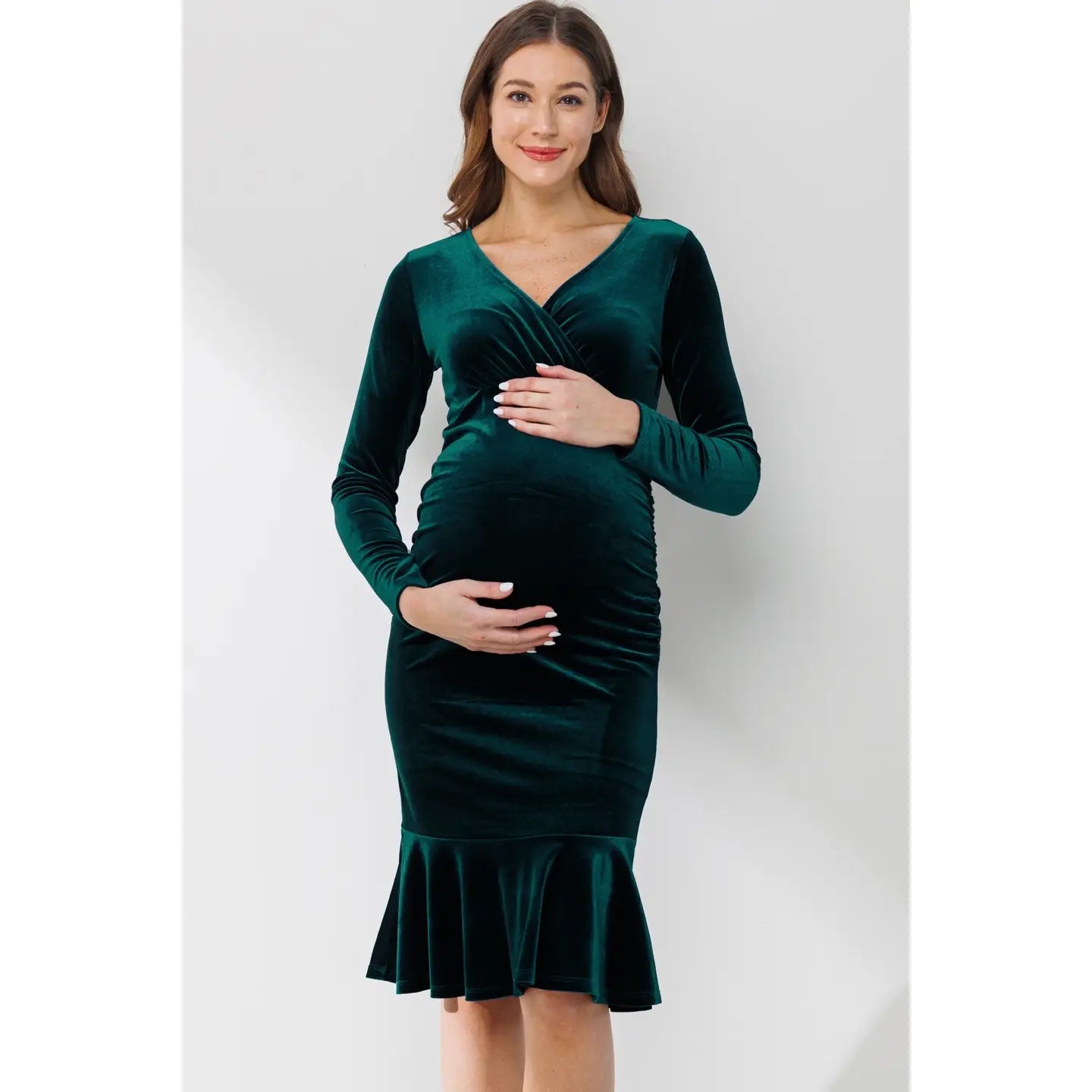 Sophie Maternity Mermaid Hem Dress - Green