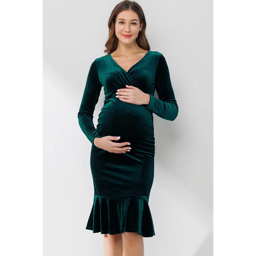 Sophie Maternity Mermaid Hem Dress - Green