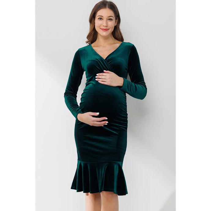 Sophie Maternity Mermaid Hem Dress - Green