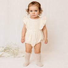 Load image into Gallery viewer, Milana Muslim Baby Bubble Romper + Bow - Cream &amp; Pink