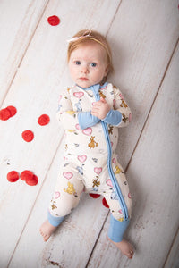 Slumberly Baby Bamboo Footie - Hearts & Honey