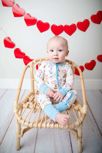 Slumberly Baby Bamboo Footie - Hearts & Honey