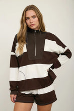 Load image into Gallery viewer, Preorder Cocoa Stripe Half Zip