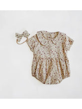 Load image into Gallery viewer, Allie Linen Baby Romper &amp; Bow