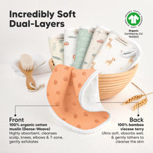 Load image into Gallery viewer, Organic Cotton Muslin Washcloths