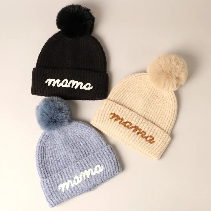Mama Embroidered Winter Hat