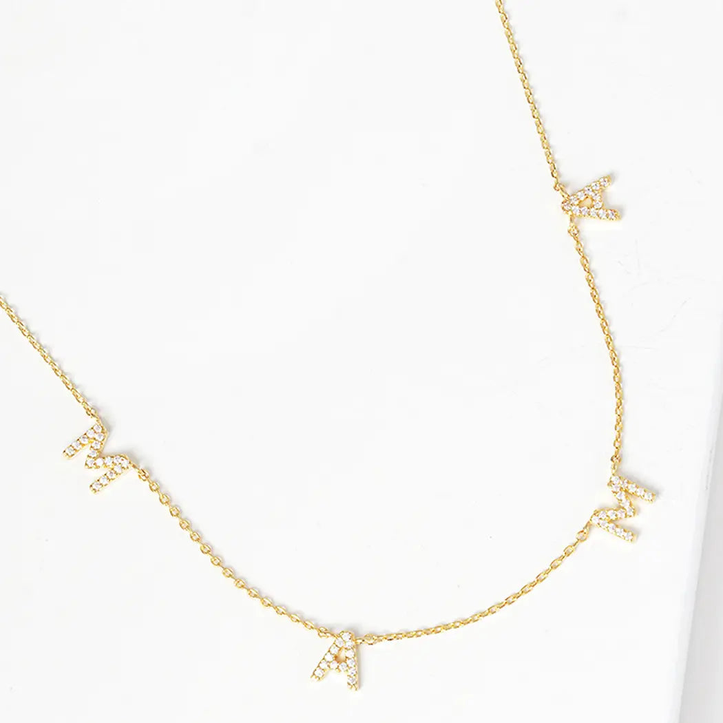 Cz Gold-Dipped Mama Letters Necklace