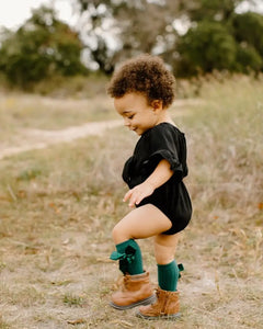 Bow Front Baby Romper - Black