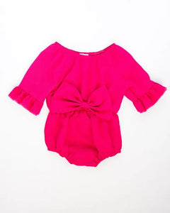 Bow Front Baby Romper - Hot Pink
