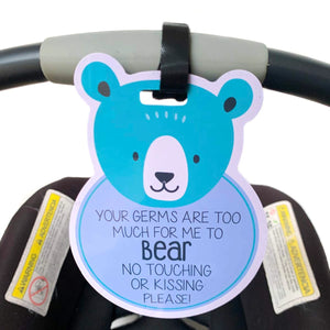 No Touching Car Seat and Stroller Tag - Blue Teddy Bear