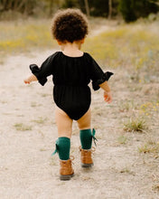 Load image into Gallery viewer, Bow Front Baby Romper - Black