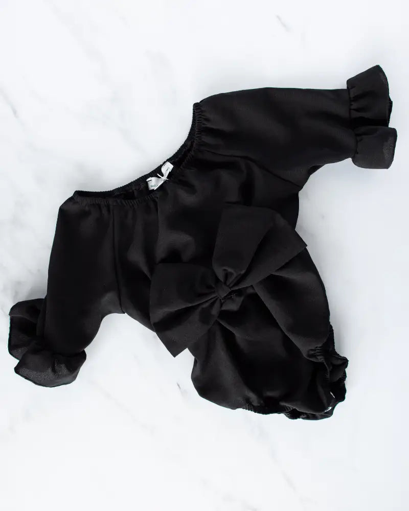 Bow Front Baby Romper - Black