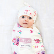 Load image into Gallery viewer, Hello World Hat &amp; Swaddle - Posies