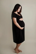 Load image into Gallery viewer, Mama Labor Delivery Maternity &amp; Nursing Gown - Black