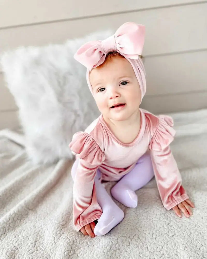Rhodes Velour Bubble Baby Romper - Crushed Pink