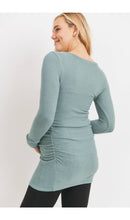 Load image into Gallery viewer, Long Sleeve Teal Maternity Tunic