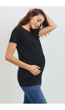 Load image into Gallery viewer, Jersey Round Neck Short Sleeve Maternity Tee - Black