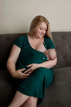 Load image into Gallery viewer, Mama Labor Delivery Maternity &amp; Nursing Gown - Forest Green