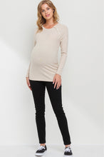 Load image into Gallery viewer, Button Neck Ribbed Maternity Shirt - oatmeal