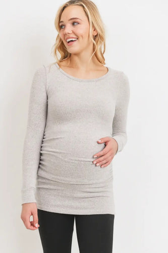 Long Sleeve  Maternity Tunic - Heather Grey