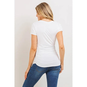 Round Neck Ruched Side Maternity Tee