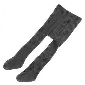 Basic Ribbed Tights - Charcoal & White